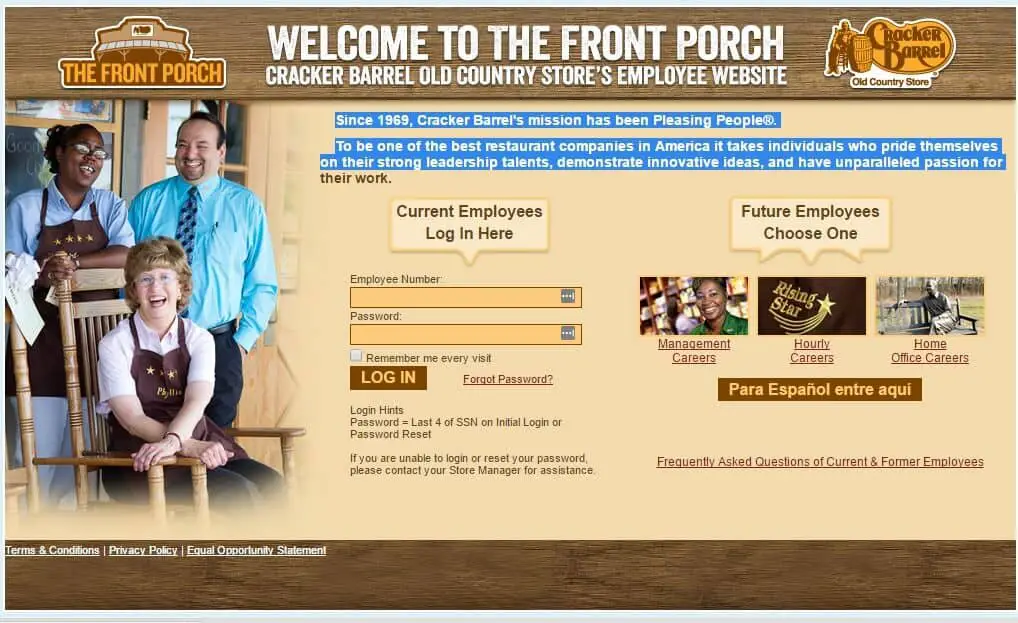 Cracker Barrel Employee Login Screen Official