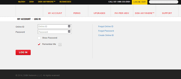 dish network login Page for customers
