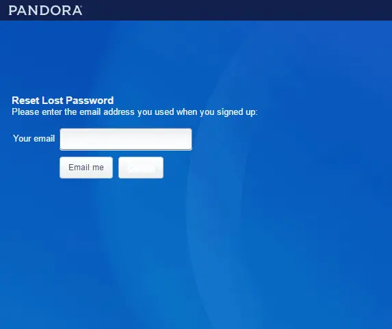 sign in pandora with password