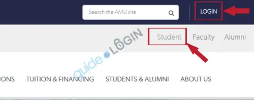 AMU Student Login Guide Step 1