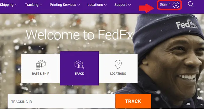 FedEx login button