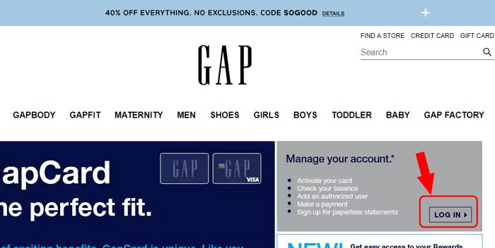 gap credit card homepage