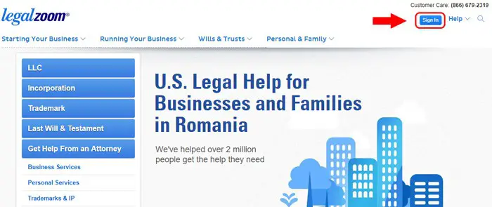 legal zoom website homepage