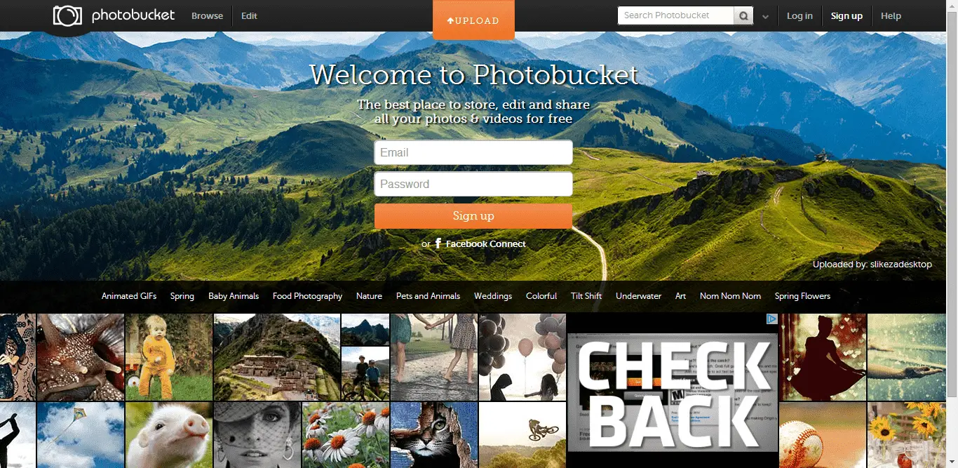 Photobucket interface